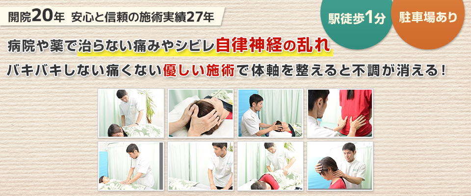 開院20年 安心と信頼の施術実績27年 身体に優しい整体院